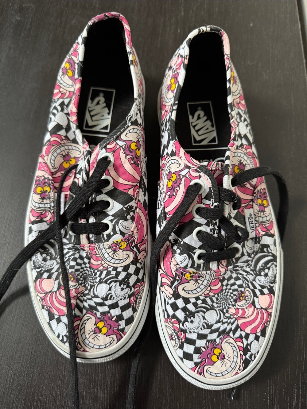 Vans Pink & Black Checkerboard Cheshire Cat Sneakers - Picture 9 of 9